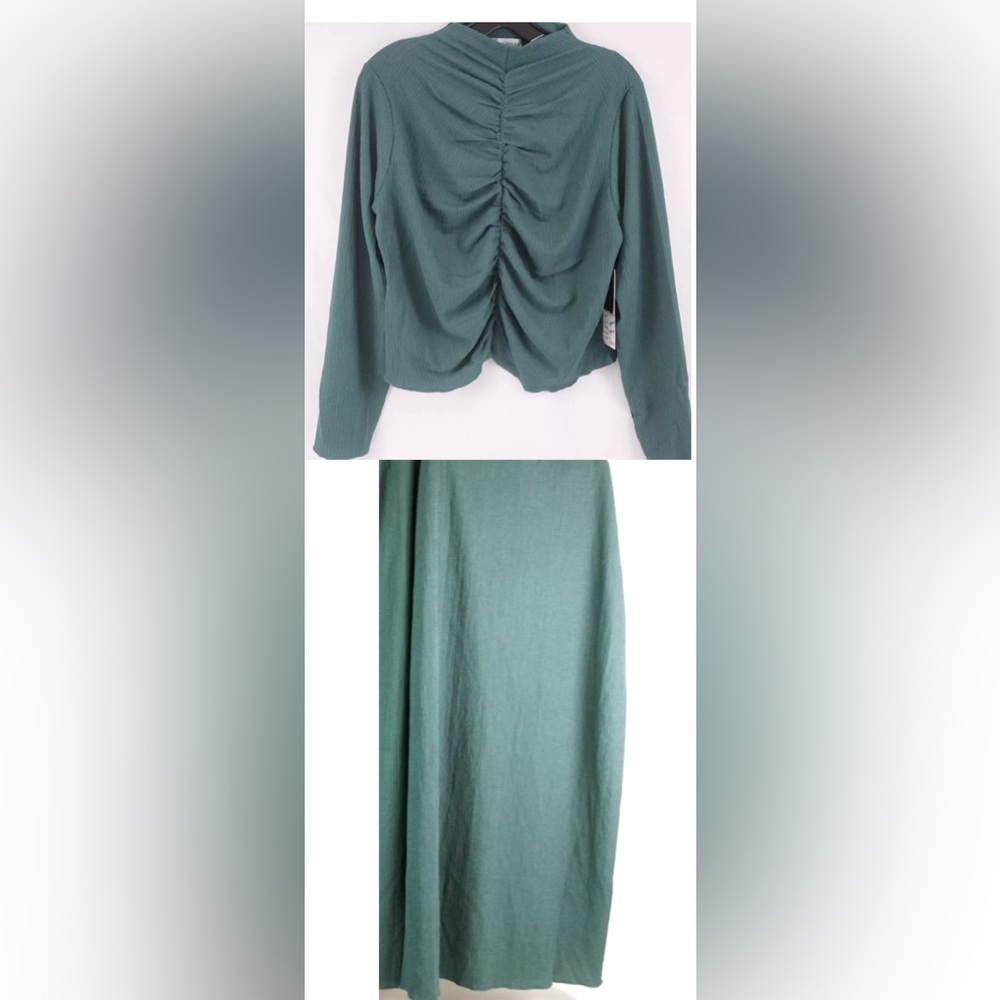 NWT Lot of 2x [Almost Famous] Green Ruched Top & Maxi Skirt, Women’s Plus 2X, 3X